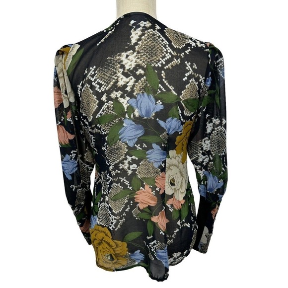 Cabi Snakeskin Floral Sheer Blouse Snake Charmer Colorful 3762 Womens Size XS - Picture 6 of 12